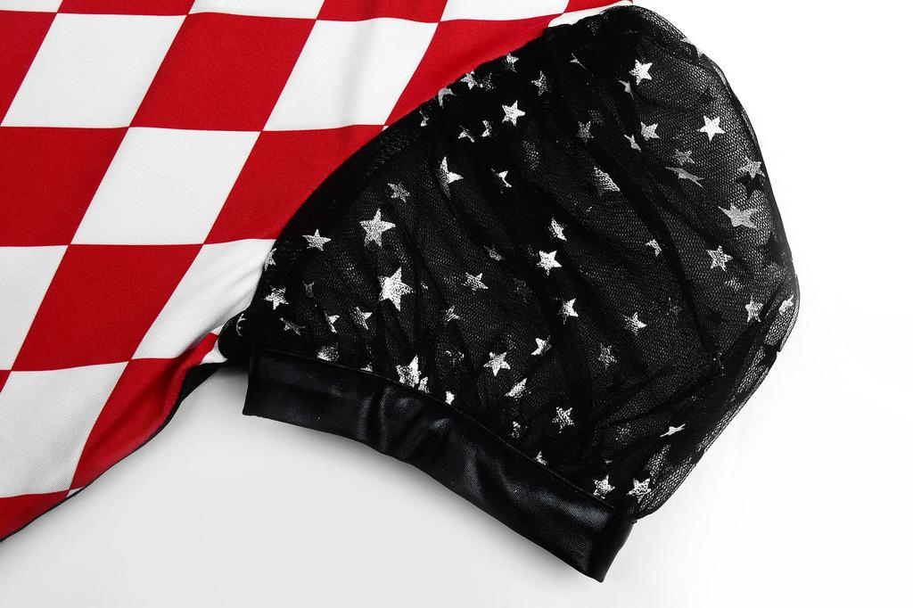 ReliBeauty Clown Halloween Costume for Dress Red and Size 120 Costume, Girls, Kids, Parties, Events, Set, Black,