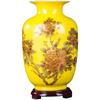 Neue chinesische Stilvase Jingdezhen Gelbe Kristallglasur Blumenvase Heimdekoration Handgefertigt Glänzend Famille Rose Vasen