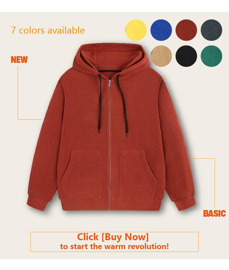 Men's Plus Size Fleece Hooded Zipper Sweatshirt with Velvet Lining