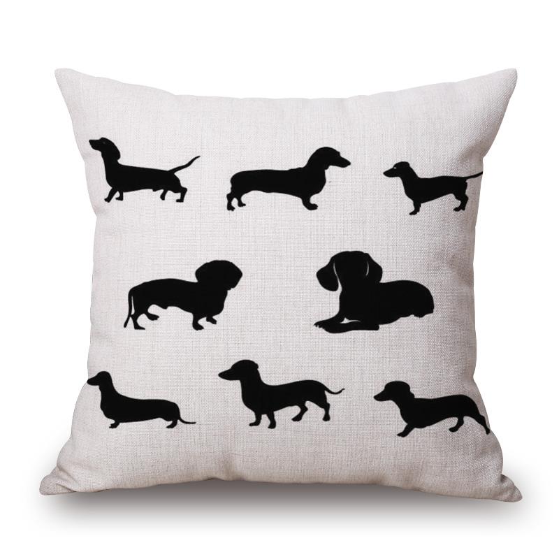 Hand Painting Dachshund Posters Cushion Covers Rose Flower Sausage Dog Keep Calm And Hug Pillowcase Decorative Pillows For Sofa