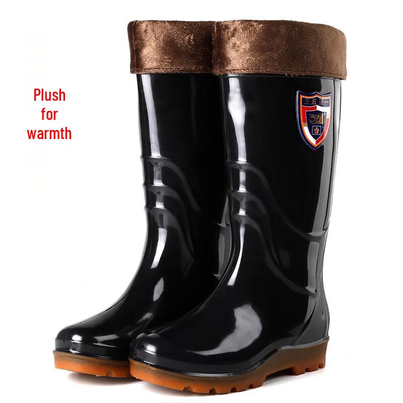 Autetada Men s 1919 Warm Fur-Lined High-Top Rain Boots