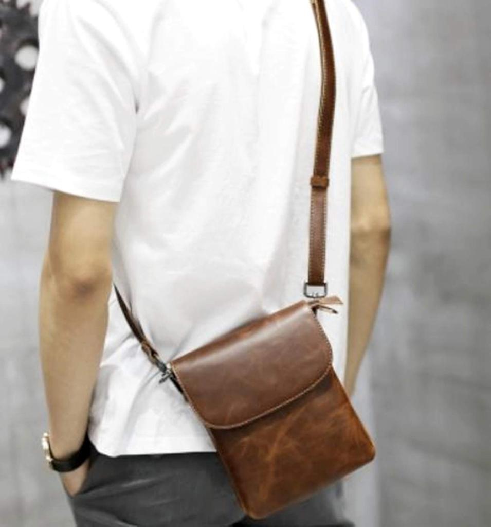 ZAZALAND Mini Bolsa de Ombro com Cinto Removível Bolsa Marrom, Alça, 2 Vias, Couro,