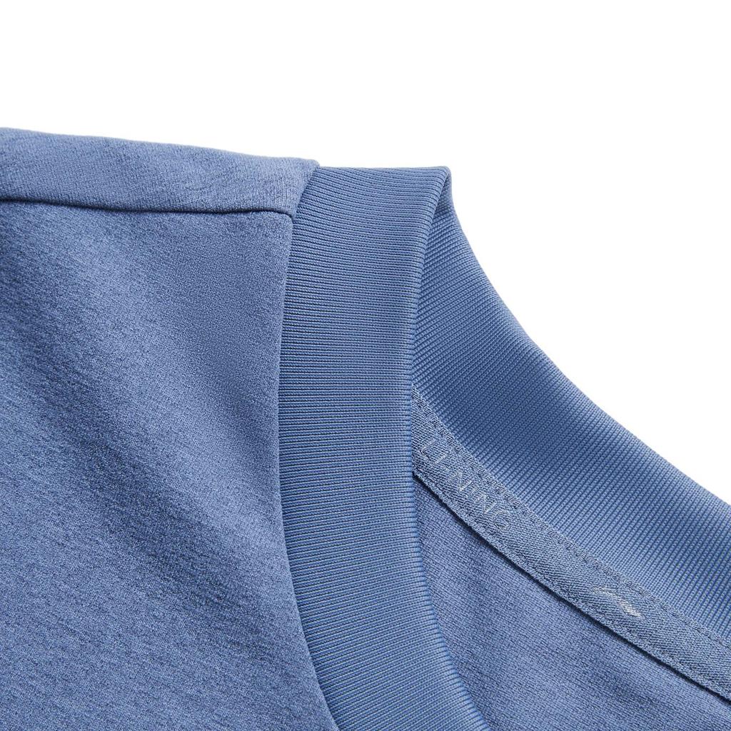 Li-Ning Cool Tea Fitness Series Solid Color Round Neck Pullover Quick-Dry Short Sleeve T-Shirt Men Tops Gray-Indigo ATSU641-6