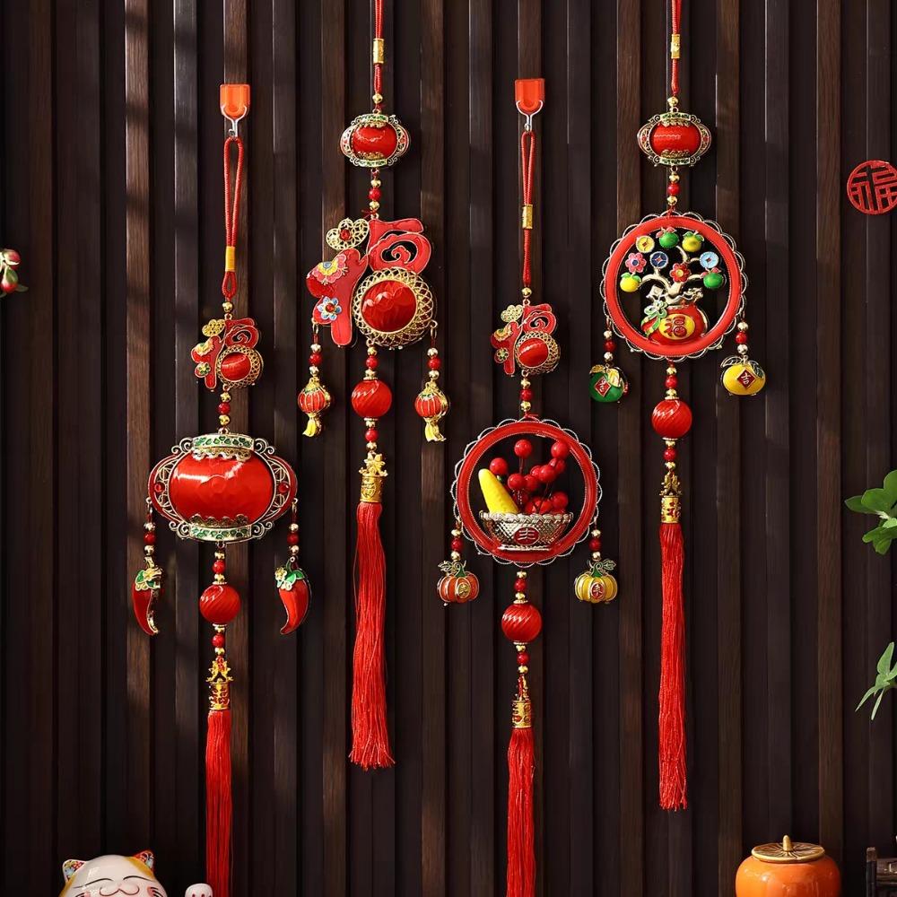 With Tassels New Year Pendant Embroidery Hanging Fu Pendant Lucky Sachet Wind Chimes  Home