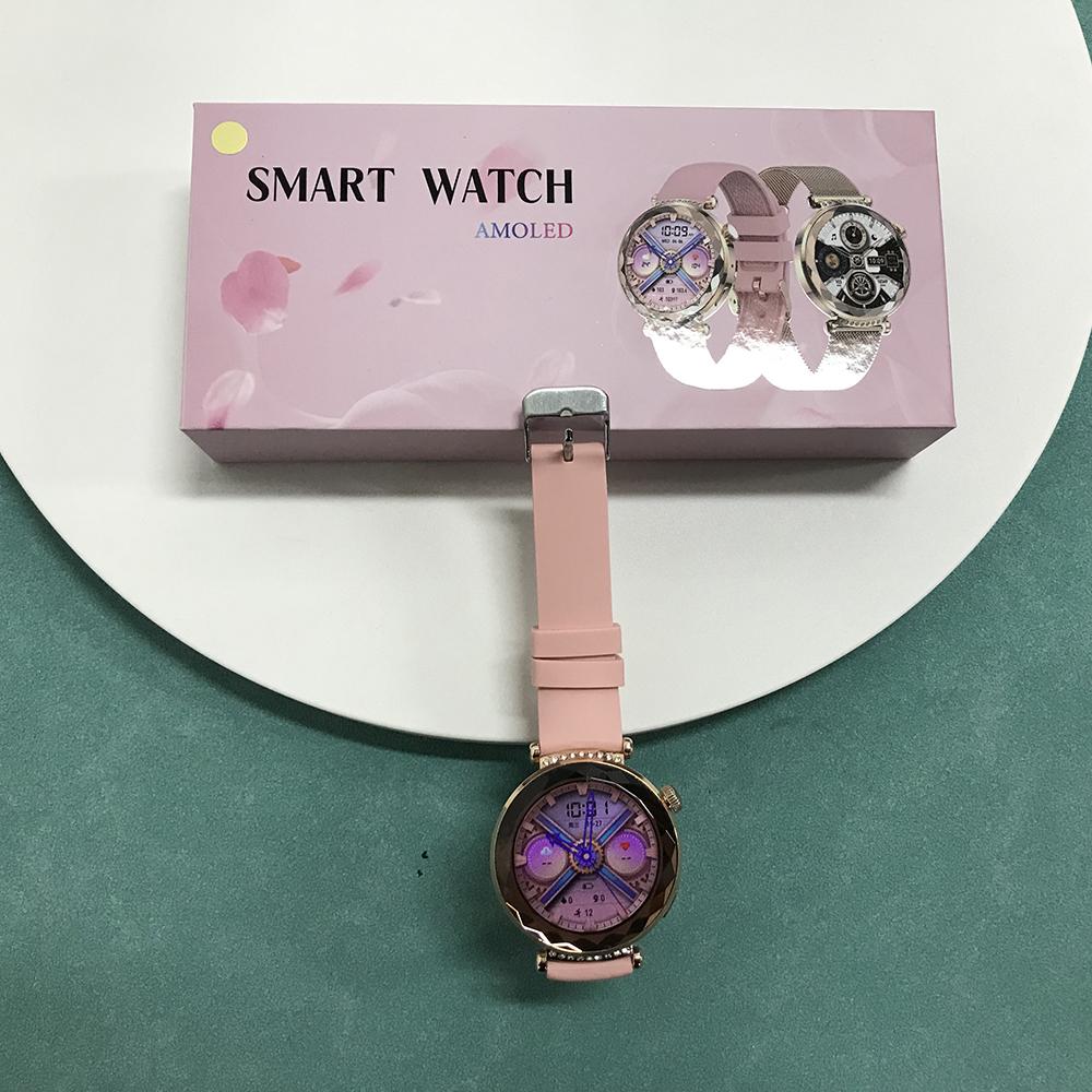 Rainbuvvy HK88 Smart Bracelet 1.19inch AMOLED Round Touchscreen 390x390 Bluetooth Call NFC BT5.3 Android Smartwatch Fashion Watch For Women