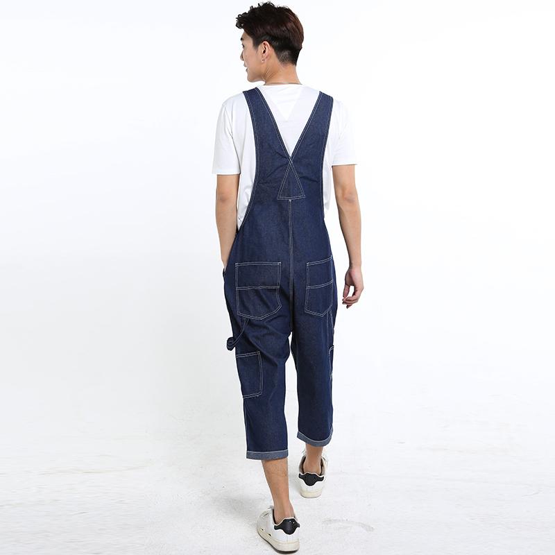 Men's Denim Shorts Men's Denim Overalls Large Size Strap Straight Pants Light Blue Shorts