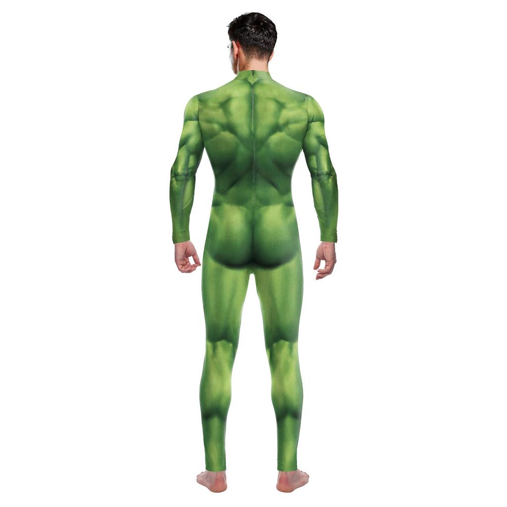 Green Digital Print Role-Playing Jumpsuit - Muscle Fit Performance Costume