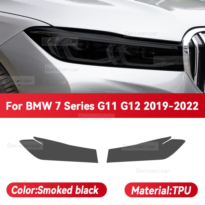 Für BMW 7er F01 F02 G11 G12 2009-2022 Auto Scheinwerfer Rauchig Schwarz TPU Schutzfolie Frontlicht Tönung Farbwechsel Aufkleber