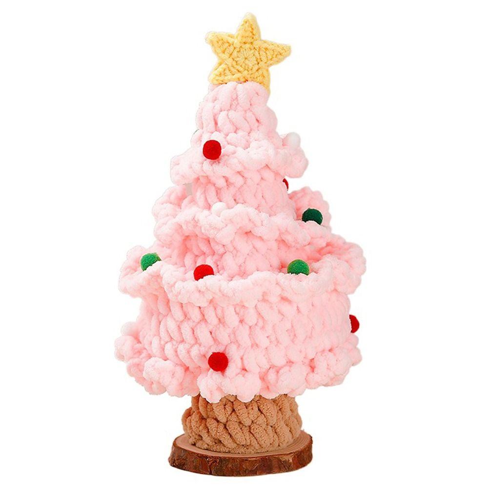 Finished Crochet Christmas Tree Hand Woven Artificial Knitted Tabletop Ornament  Christmas Day