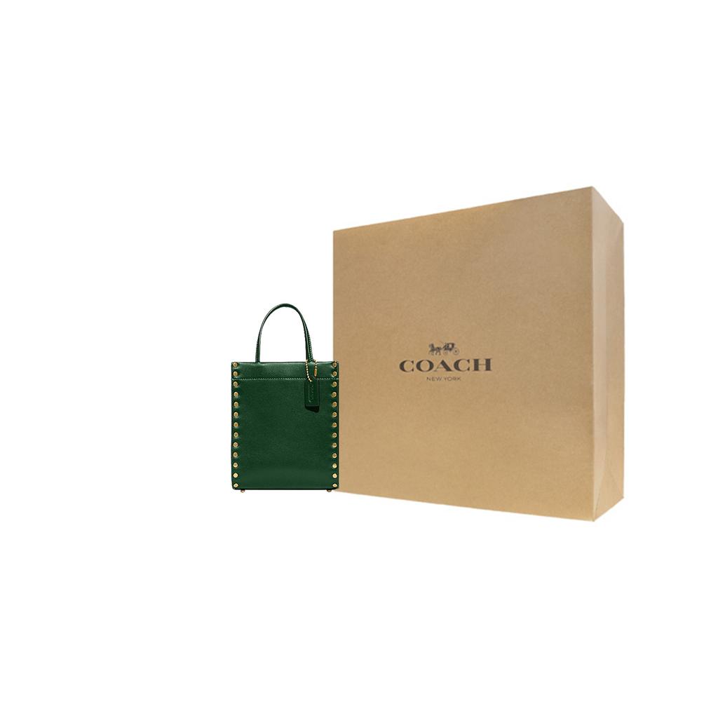 New COACH Cashin Cow Leather Tote Bag, Shopping Bag, Handbag, Shoulder Bag, Crossbody Bag Mini Women's Green CC385-B4CZS