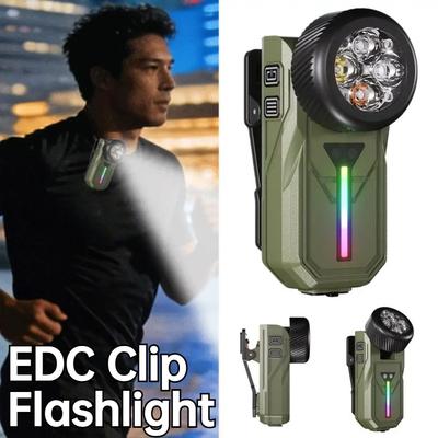 EDC Clip Flashlight Magnetic 90° Adjustable Lamp Head Gesture Sensing Work Light With UV Light Rechargeable Mini Pocket Lamp