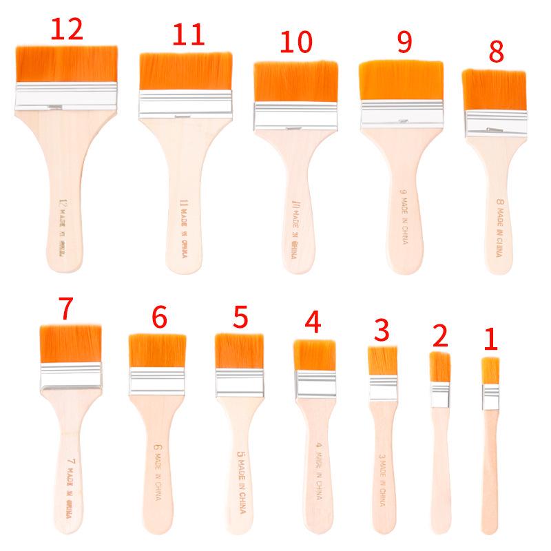 Children's Wooden Handle Nylon Bristle Brush No.1-12 for Oil Painting & BBQ