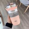 550/710ML Stainless Steel Coffee Mug with Straw Portable Car Cup Keep Cold Vacuum Tumbler Insulated Cup Double Thermos Bottles