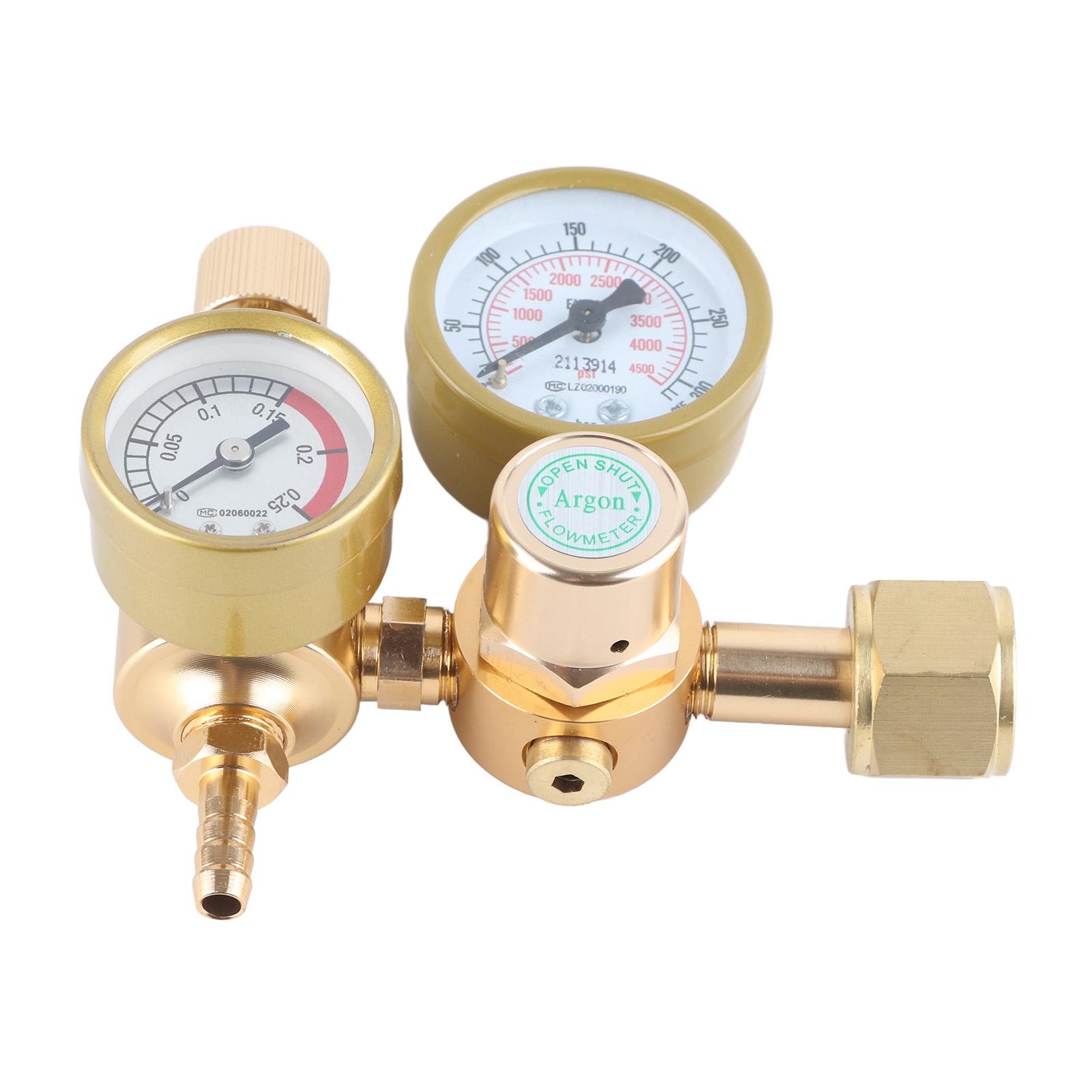 Regulador de CO2 de Argón 0 a 4500 PSI CGA580 Rosca Macho de Entrada de 15 16 pulgadas Salida de 1/4 de pulgada Latón Manómetro de Soldadura de Gas TIG MIG