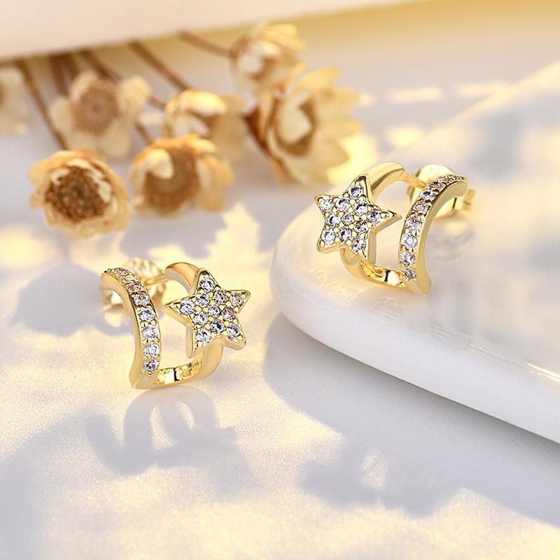 Niche Design Sense Star Square Zirkon Ohrringe für Frauen Neuer Stil Vielseitige Ohrringe für Frauen