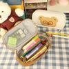Japanese Style Pu Pencil Bag With Cute Bear Design For School Supplies
