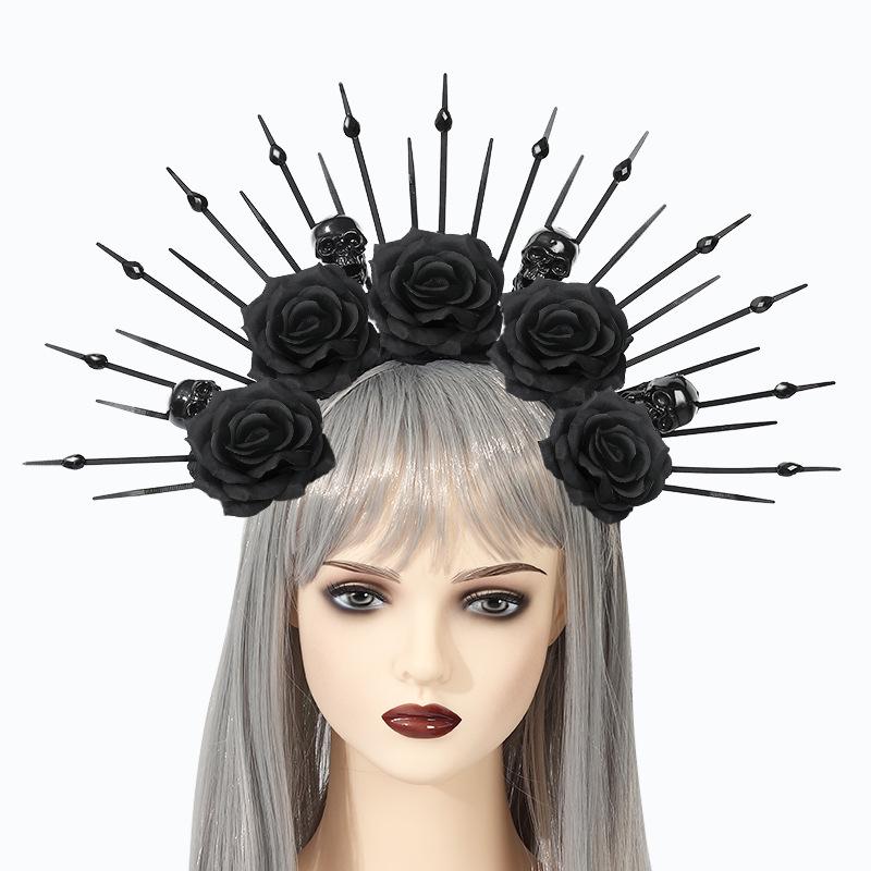 Halloween, Cinta para la Cabeza con Corbata de Calavera, Disfraces, Accesorios, Accesorios para el Cabello de Reina Gótica, Cosplay de Fiesta, Accesorios de Decoración para Fiestas