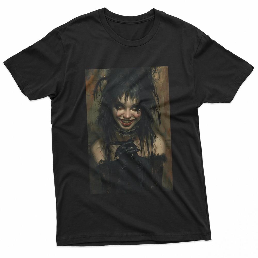 

Emo Gothic Teen Girl Dark Portrait With Fangs And Romantic Atmosphere TShirt Unisex T-Shirt XXXXL