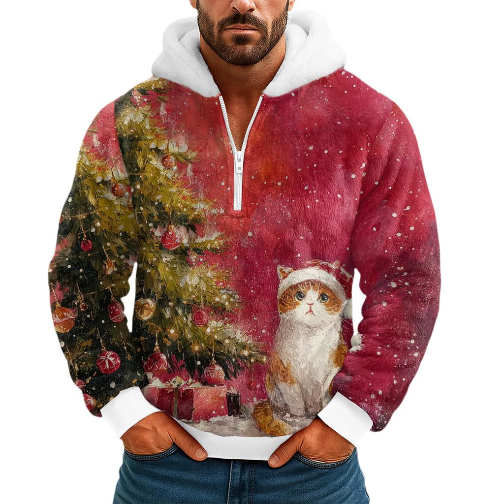 Men's  Leisure  Half  Zipper  Hooded  Hood  Long  Sleeves  Hoodie