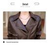 2025 Women's Petite PU Leather Short Motorcycle Jacket, Spring/Autumn Casual Style with Suit Collar.