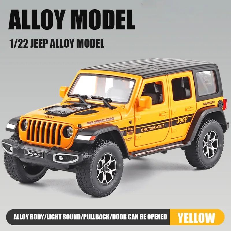 1/22 Scale Jeeps Wrangler Pickup Off-road Vehicle Alloy Model Car Simulation Sound and Light Diecast Metal Toy Collection Gift for Boy