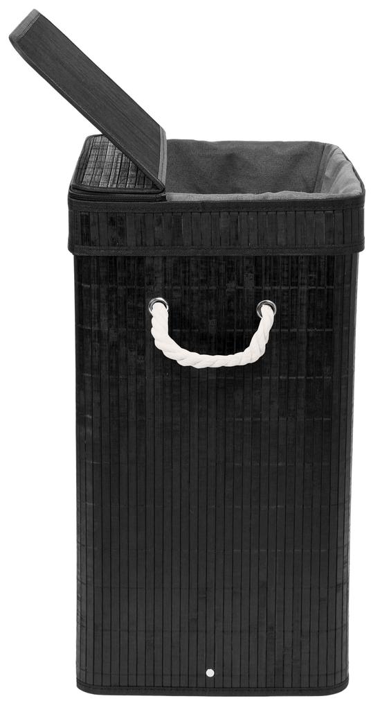 SOREN 80L Bamboo Laundry Basket with Lid, Black