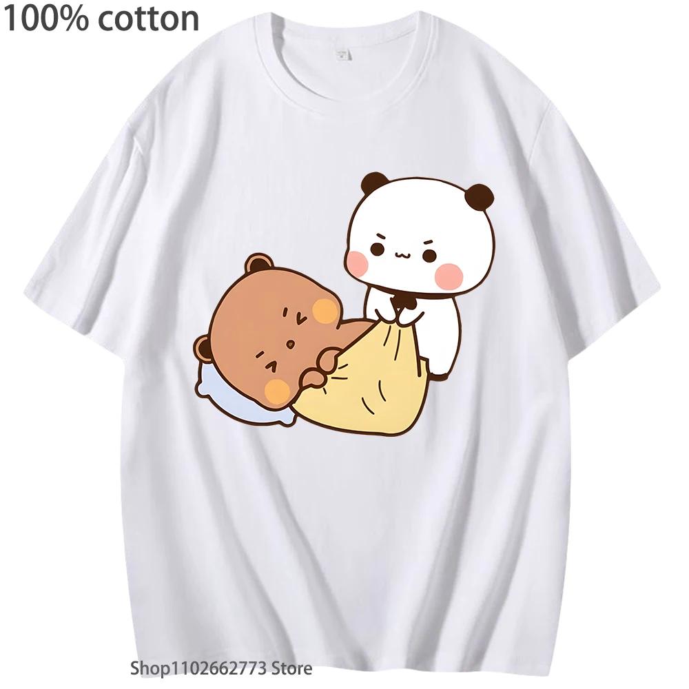Wake Up Lazy DuDu It’s Shopping Time Tshirt Cute Bubu Panda Bear Shirts Cotton Korean Styele Top Women Clothes Men T-Shirts