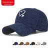 Unisex Versatile Corduroy Heart Baseball Cap with Hard Brim, Adjustable for Sun Protection In Spring and Autumn.