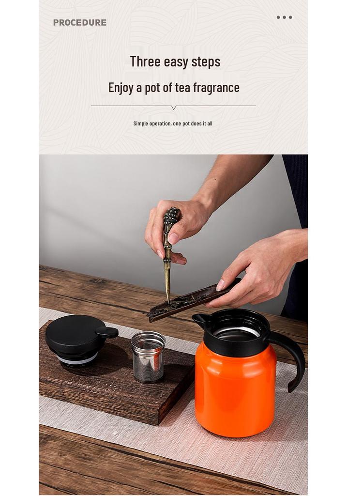 Large Capacity Stainless Steel Teapot with Tea and Water Separation & Stewing Function