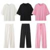 Fashion Style Spring Pure Color Minimalist Double-Sided Cloth Short Sleeve
