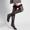 1 Pair Women's Heart Pattern Lace Thigh High Stockings Ruffle Trim Bowknot Over Knee High Socks