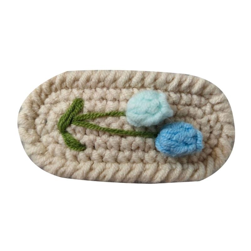 Crochet Flower Barrettes Colorful Hairpin Cute Handmade Crochet Tulips Hair Clip Lovely Knitted Accessory for Children