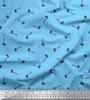 Soimoi Blue Japan Crepe Satin Fabric Axe Hardware Printed Craft Fabric by the metre 42 Inch