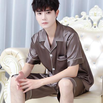 Sommer Herren Neu Eis Seide Pyjama Hausanzug Herren Dünn Kurzärmelig Shorts Locker Übergröße Jugend Mode Freizeitanzug
