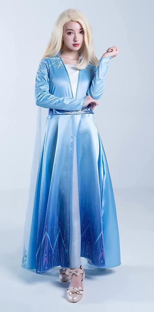 SCLYX Frozen Anna Dress, Long Sleeves, Light Blue, Cute Anna Cosplay, Adult Anna Costume, Women's, Halloween Costume, Women's, Event Costume #20551