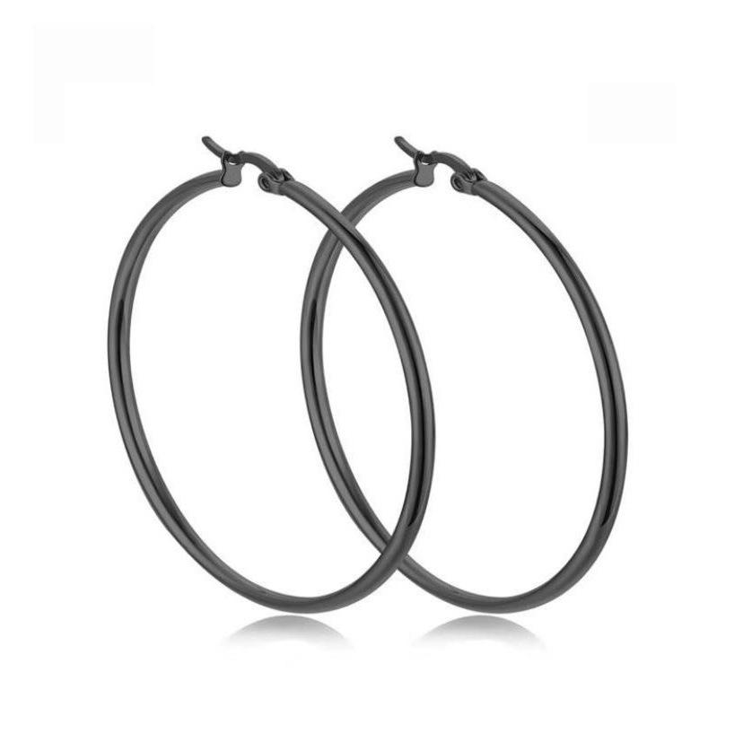 

Классические круглые серьги из нержавеющей стали, ювелирные изделия с пряжкой из титановой стали 2.0 * 35mm pair чёрный