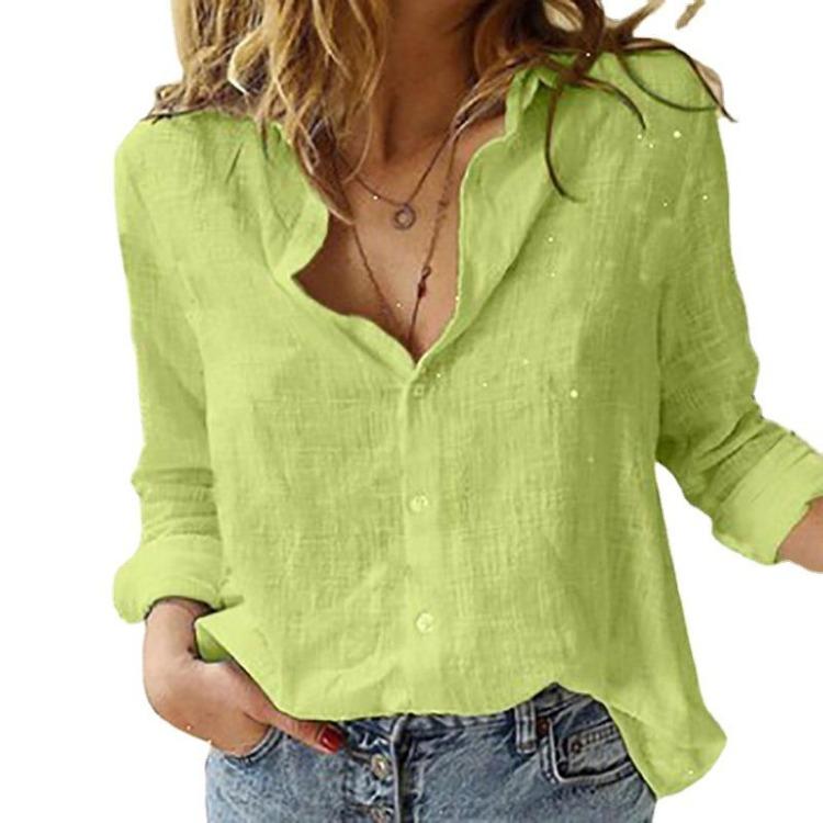 Plus Size Women Casual Oversized Lapel Button Up Shirt Long Sleeve Top for Spring Fall