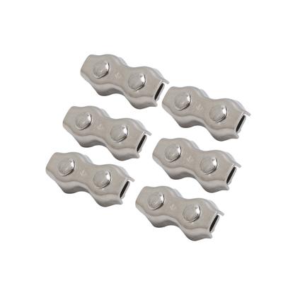 6 peças Clip de Cabo Duplex para Cabo de Aço Abraçadeiras de Cabo Aço Inoxidável Duplex 2 Pinos Abraçadeira de Cabo para Cabo de Aço M4