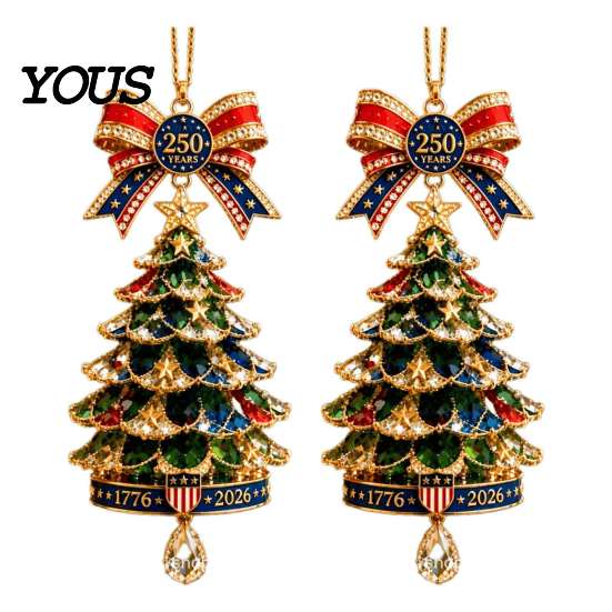 Decorative Ornaments for Fireplaces 250th Anniversary Christmas Tree Ornament, 2D Acrylic Decor, Lightweight 1776-2026 Patriotic Commemorative Hanging