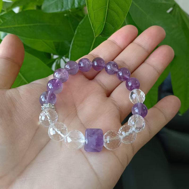 Nine Purple Fire Natural Amethyst Bracelet National Style Xiaohong Duobao Jewelry Original White Crystal Bracelet