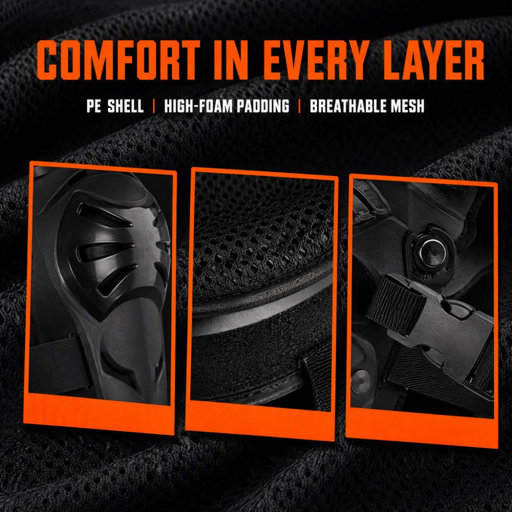 4pcs Black Motorcycle Knee Pad PE Shell Protective Armor Set Motocross Knee Elbow Guards  Cycling