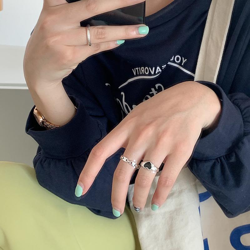 Vintage Dark Girl Love Open Ring Schoolgirl Simple Adjustable Ring Tide