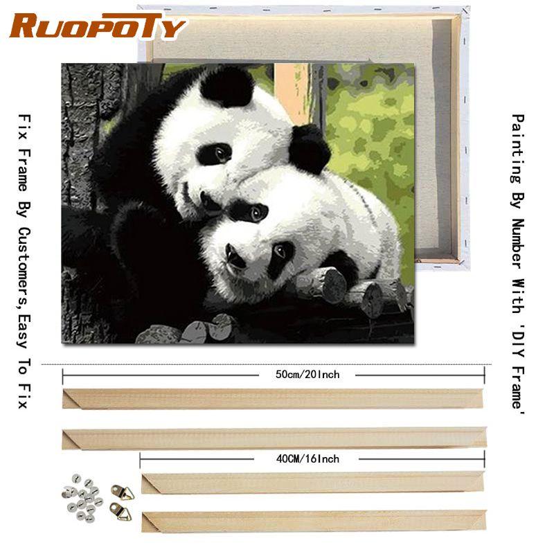 RUOPOTY S DIY rámem Zvířata Olejomalba DIY Malba podle čísel Moderní obraz na plátně Ručně malovaný domácí dekor 40x50cm