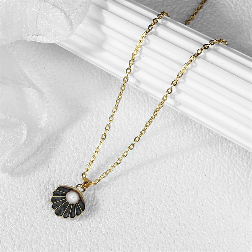 Boho Shell with Pearl Pendant Necklace Adjustable Alloy O-Chain Lobster Clasp Summer Seaside Beach Fashion Jewelry Gift For Girl