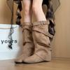 Tall tube retro pile new knight boots Spice girl boots women's fashion boots versatile small man wind wear