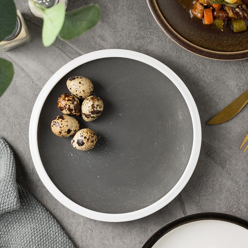 Creative Ceramic Western Food Plate Round Bone Plate Japanese Food Plate Household Dim Sum Plate Restaurant Dish Tableware
