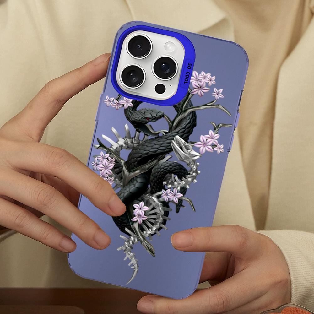 Snake Flower Snake Painting Phone Case For IPhone 16 15 14 13 12 11 Pro Max X XR XSMAX 8 7 Plus Matte Shockproof Back Cover