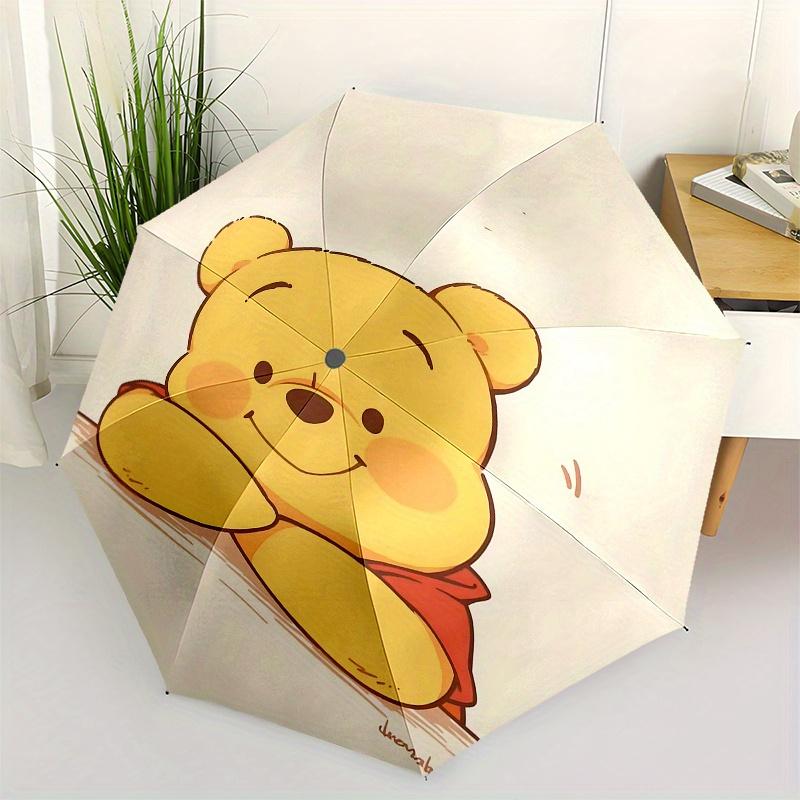 

Winnie the Pooh, Cartoon Bear Automatic Opening and Closing Umbrella - 8 Ribs Portable Folding Umbrella with Plastic Handle, Suitable for Le