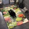 1PC Black cat in lily pond Pattern Rug Carpets for Bedroom Living Room Sofa Mat Creative Door Mat Cloakroom Home Decor