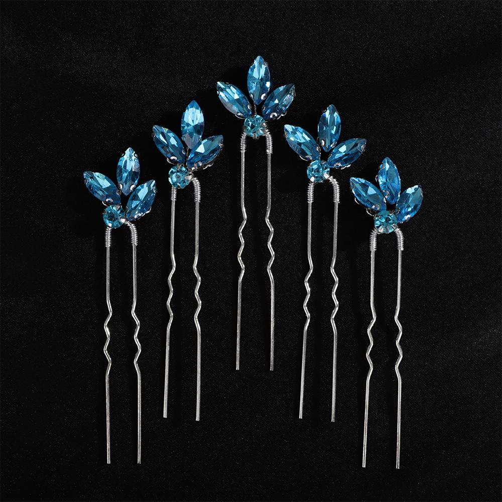 5 Stück Rot Silber Strass Braut Haarnadeln Handgefertigter Kopfschmuck für Frauen Grün Blau Hochzeitsaccessoires Kopfschmuck Party Tiaras